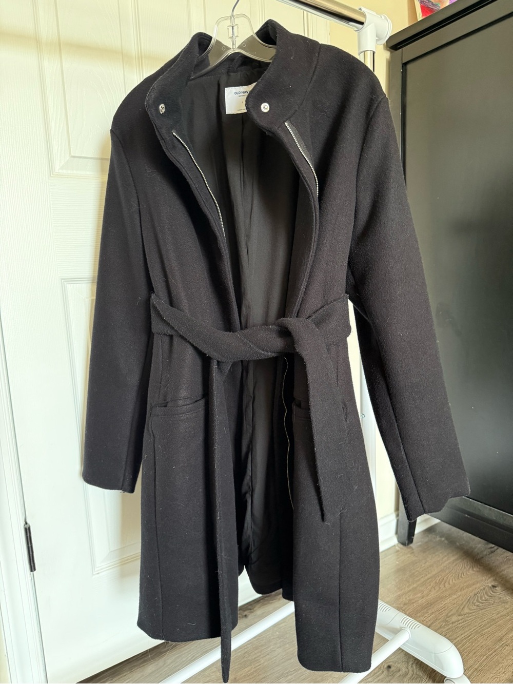Classic Black Belted Women's Coat